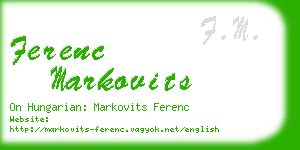 ferenc markovits business card